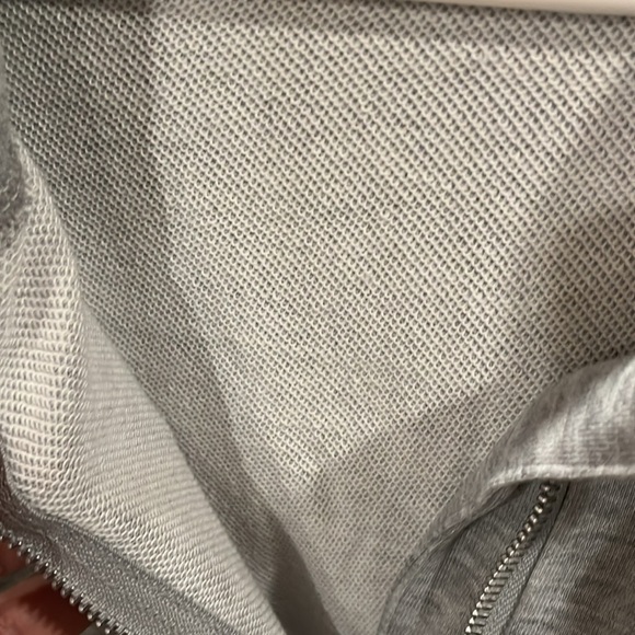 Grey Pullover Front Pocket Half Zipped Up Hooded  Sweatshirt - Picture 8 of 9